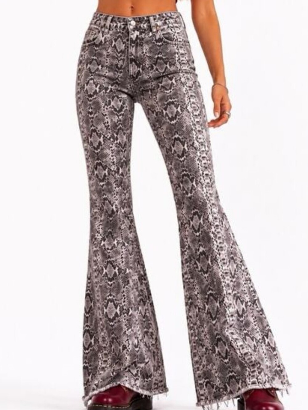 Free People Float On Snakeskin Flare Jean 24